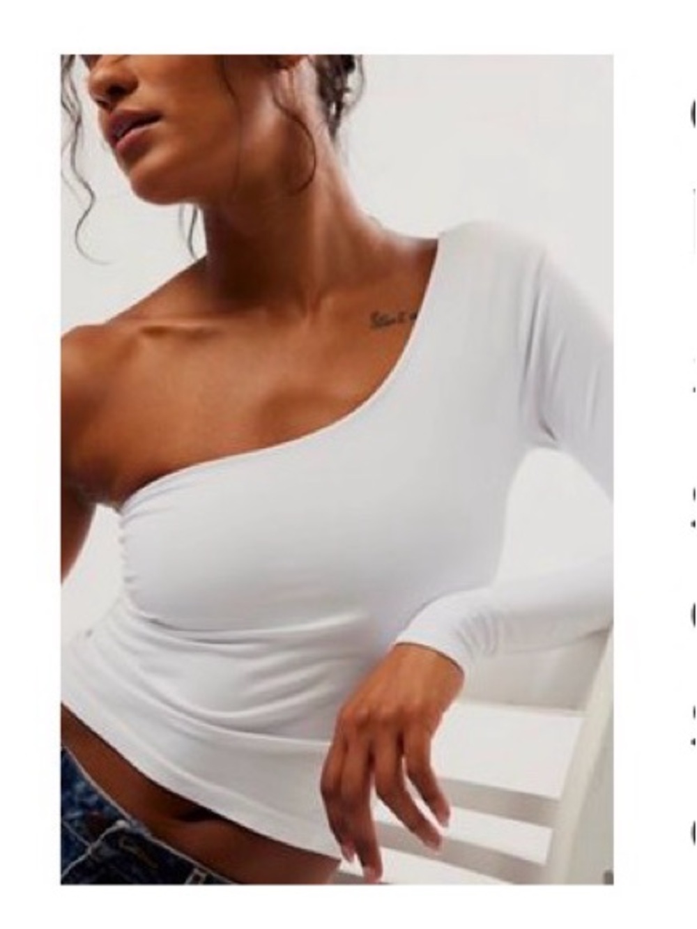 Free People One-Shoulder Long Sleeve Top - White